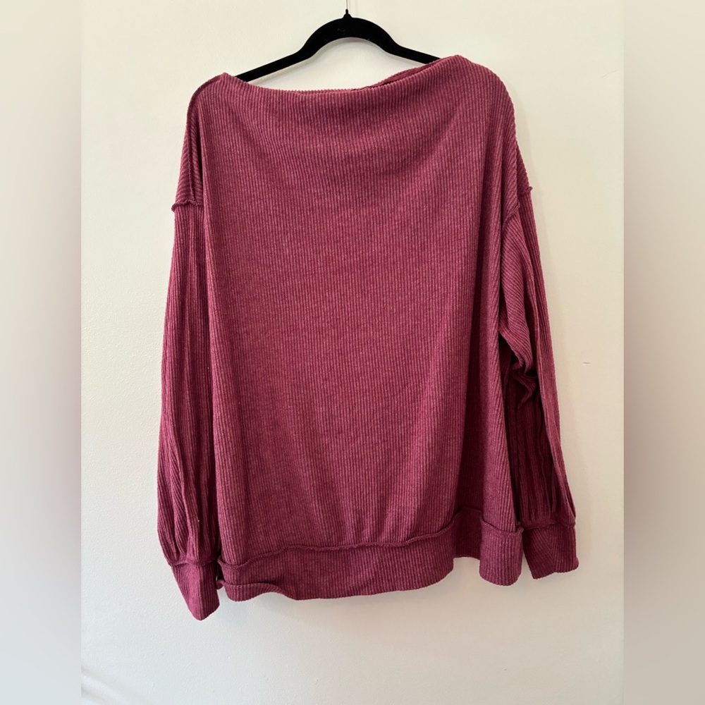 Free People Cozy Ribbed Plum Top